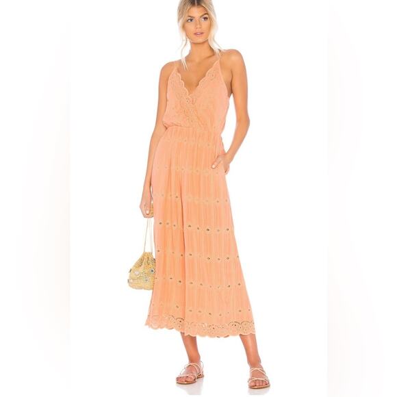L*Space Ciara Jumpsuit Tropical Peach Eyelet Sleeveless Small - Picture 2 of 8